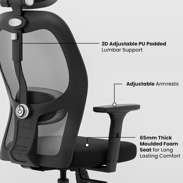 1734277133 Green Soul Yoga Office Chair with 21 Smart Synchro Mechanism 3D Adjustable Headrest 1D Adjustable Armrest Strong Nylon Base High Back Ergonomic Chair for Home Office Grey