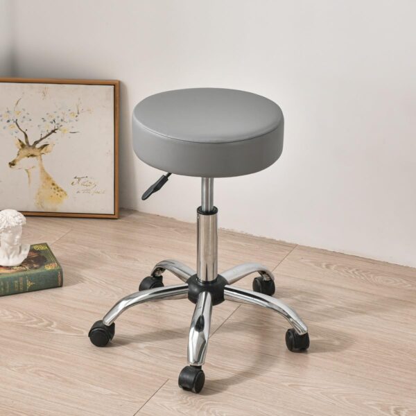 1734467343 Aarpee Furnitures Revolving 360 Degrees Stool Suitable for HomeOfficeStudyVanityShopsCliniclabSpaConferenceMeetingReception Grey