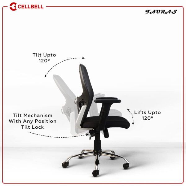 1734471843 CELLBELL Tauras C100 Mesh Mid Back Home Office ChairComputer ChairStudy ChairRevolving ChairDesk Chair for Work from Home Metal Base Seat Height Adjustable Chair Black