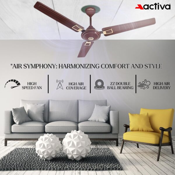 1734472913 ACTIVA 390 RPM High Speed 1200 MM Apsra Deco Ceiling Fan with 2 Year Warranty Deco Brown