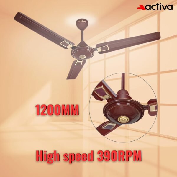 1734472924 ACTIVA 390 RPM High Speed 1200 MM Apsra Deco Ceiling Fan with 2 Year Warranty Deco Brown