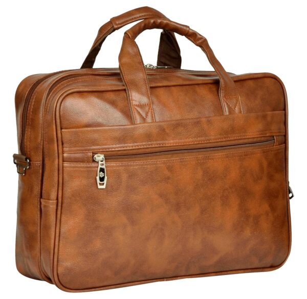 1734509075 Zipline Synthetic Leather Executive Office Formal 15.6 Laptop Briefcase Messenger Bag for Men Women with Multiple compartments