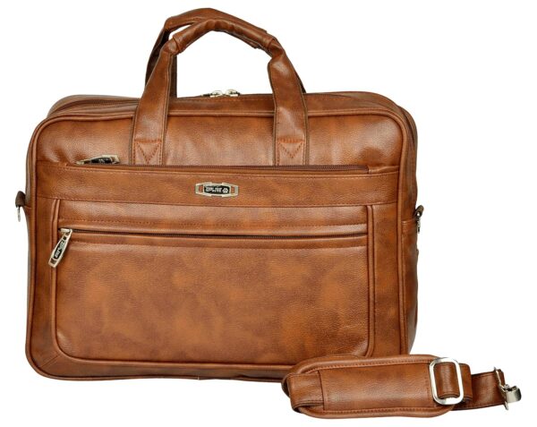 1734509086 Zipline Synthetic Leather Executive Office Formal 15.6 Laptop Briefcase Messenger Bag for Men Women with Multiple compartments