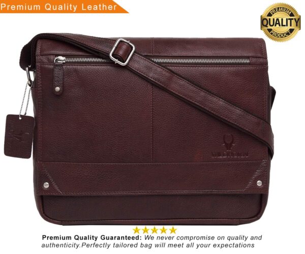 1734550043 WildHorn® Classic Leather 15.5 inch Laptop Messenger Bag for Men I Office Bags I Travel Bags I Adjustable Strap I DIMENSION L 15.5 inch W 3 inch H 12 inch