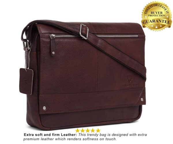 1734550045 WildHorn® Classic Leather 15.5 inch Laptop Messenger Bag for Men I Office Bags I Travel Bags I Adjustable Strap I DIMENSION L 15.5 inch W 3 inch H 12 inch