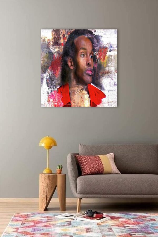 1734639642 VERRE ART Printed Framed Canvas Painting for Home Decor Office Wall Studio Wall Living Room Decoration 22x22inch Wrapped Image Of A Black Man Print