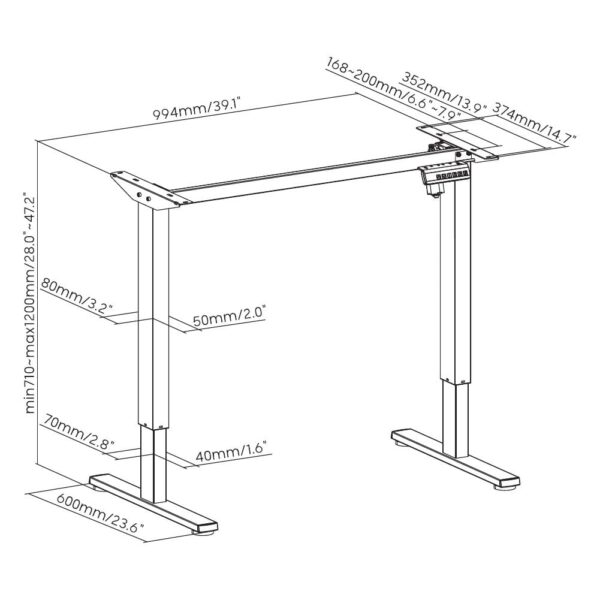 1734652518 JIN OFFICE Electric Height Adjustable Desk 80 Kg Wt. Capacity 2 Year Warranty Motorized Sit Stand Desk with Headphone Hook and Cable Tray Brown Top 1200 by 750 mm 25mm Thickness