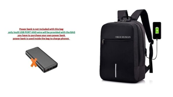 1734720709 TRUE HUMAN® Anti Theft backpack with USB charging port and combination Number lock Laptop bagoffice bagtravel bag for men and women