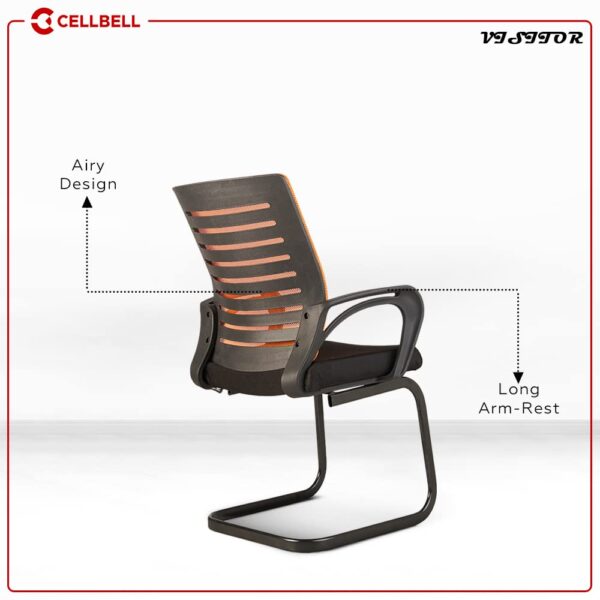 1734741031 CELLBELL Desire C104 Mesh Mid Back Ergonomic Office Visitor ChairStudy Chair Computer Chair for Work from Home Metal Base Orange