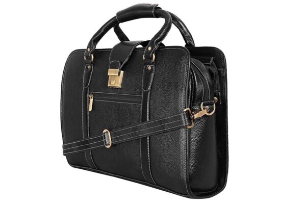 1734745043 HYATT Leather Accessories 24 Litres Leather Laptop Briefcase Bag for Men Office L 45.7 x H 35.6 x W 15.2 cm