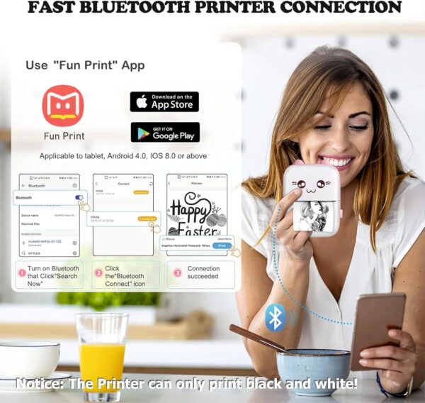 1734795158 TADU Mini Thermal Printer Inkless Bluetooth Pocket Printer Compatible with iOS Android Printer Inkless Bluetooth Pocket Printer