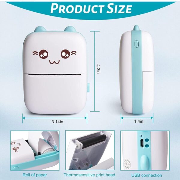 1734871591 Deoxys Mini Printer Portable Pocket Thermal Compatible iOS Android Bluetooth Wireless Smart for Photo Picture Office Receipt QR Code Label List Note Inkless Printing