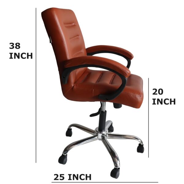 1734882371 Goyal steel furniture Ergonomic Revolving Office Home Chair Swivel Desk Comfortable Seating Chair with Adjustable Height Smooth Moving Chair 1 Brown Steel Frame