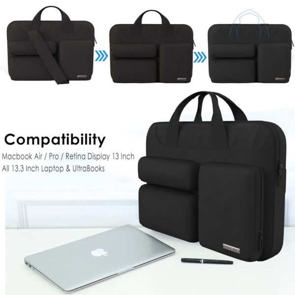 1734882945 Probus 360° Protective Laptop Shoulder Bag for 13.3 Inch LaptopMacBookChromebookNotebook Water Resistant Sleeve Case Cover Office Bag – Black