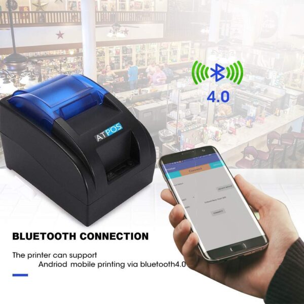 1734889957 ATPOS Bluetooth 4.0 H58BT Thermal Receipt Printer 58MM 2 Inch Kiosk ESCPOS Print Billing Mobile Printing No Battery