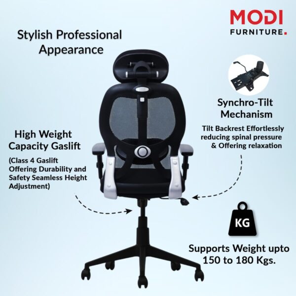 1734923800 Modi Furniture Ergonomic Office Chair Net Modern Design High Back Executive Manager Staff Comfortable Back Rest Chair for Work from Home Office Chair Computer Chair Black