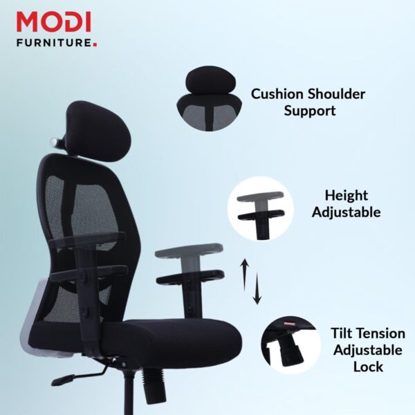 1734923803 Modi Furniture Ergonomic Office Chair Net Modern Design High Back Executive Manager Staff Comfortable Back Rest Chair for Work from Home Office Chair Computer Chair Black