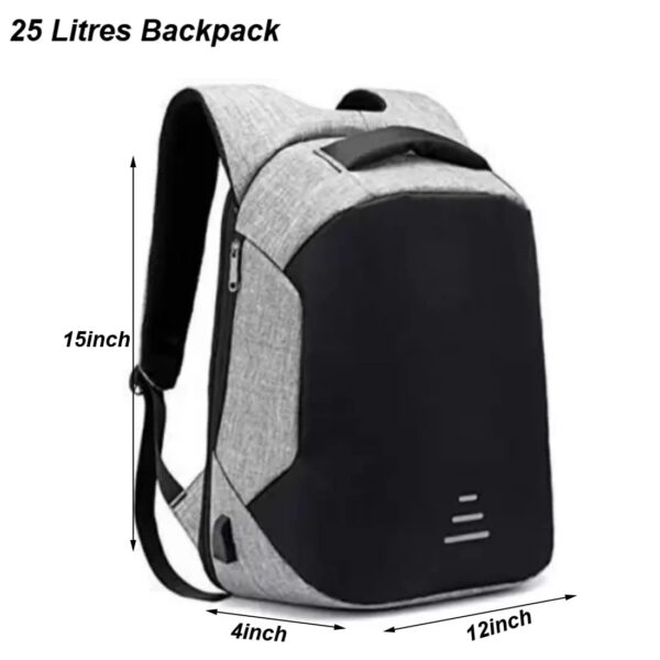 1734931001 Smart Anti Theft Backpack Waterproof 15.6 Inch Laptop Bagpack USB Charging Port 30 Ltrs Travel Hiking Fashion Business Bag for Men Women Unisex School College Office Grey