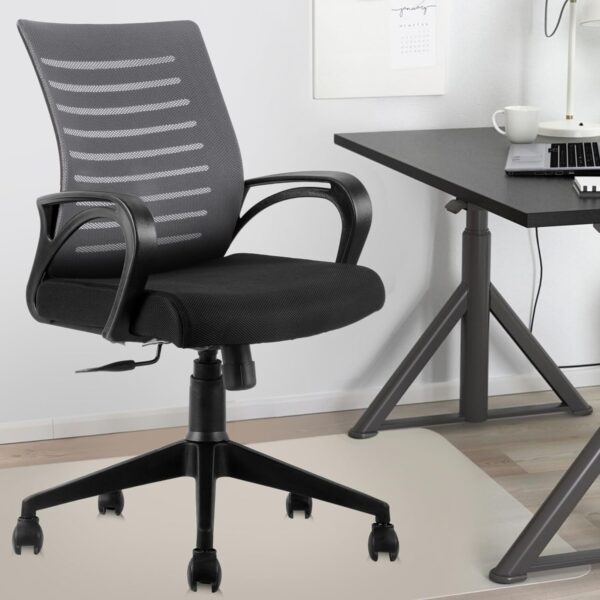 ASTRIDE Ace Mid Back Office Chair for Work from HomeStudy Chair Height Adjustable Revolving Chair with Tilt Lock Heavy Duty Nylon Base Grey