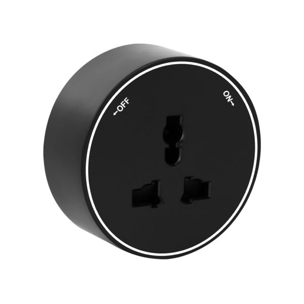 Adivaa Power Track Socket Smart Home Gadgets Electrical Wall Outlet for Kitchen Office with Blue Led Ring Rail Outlet with Round and Aluminum 3 pin Round Black