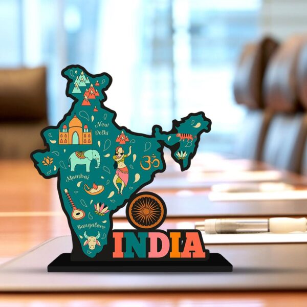 Art Vibes Wooden Idols And Fantasy Figurine India Map Designer Table Decor For Office DeskHome DecorationLiving RoomBedroomModern Art Wood Showpieces Decorative Gifting ItemSp 1104