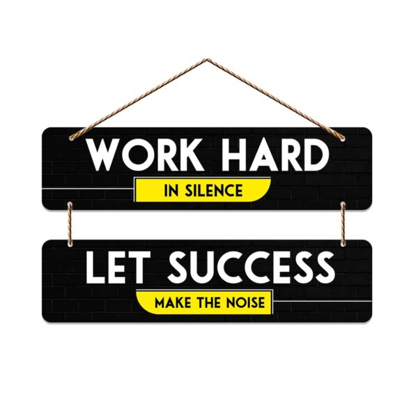 Artvibes Work Hard Motivational Quote Wall Hanger for Home Decor Office WH 5406N Set of 2Multi 6