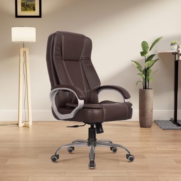 Green Soul Vienna Leatherette Office Chair Ergonomic Executive Boss Chair with Spacious Cushioned Seat Heavy Duty Metal Base High Back 3 Years Warranty Brown