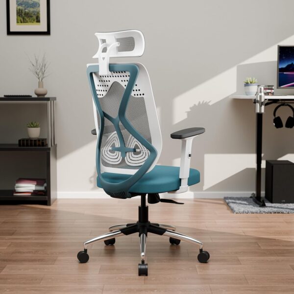 Green Soul Zodiac Lite Office Chair Flybird Ergonomic Design Adjustable Armrests Synchro Tilt Mechanism Adjustable Lumbar SupportMesh Fabric No Seat Slider White Blue