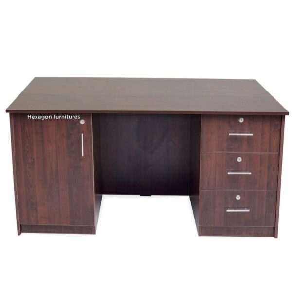 Hexagon Furnitures Office TableStudy Desk Engineered WoodBrown