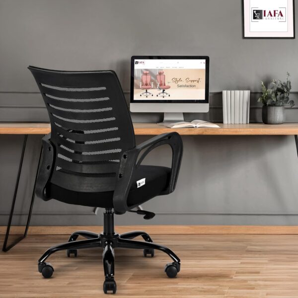 IAFA FURNITURE Diego Office Chair with Height Adjustable Mechanism Ergonomic Mid Back Mesh Design Heavy Duty Metal Base Multi Adjustment Revolving Chair Black DIY