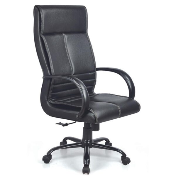 INNOWIN Makson High Back Leatherette Office Chair with 3 Years Limited Warranty Ergonomic Leather Orthopedic Executive Boss Chair with Spacious Cushioned Seat Heavy Duty Metal Base Black