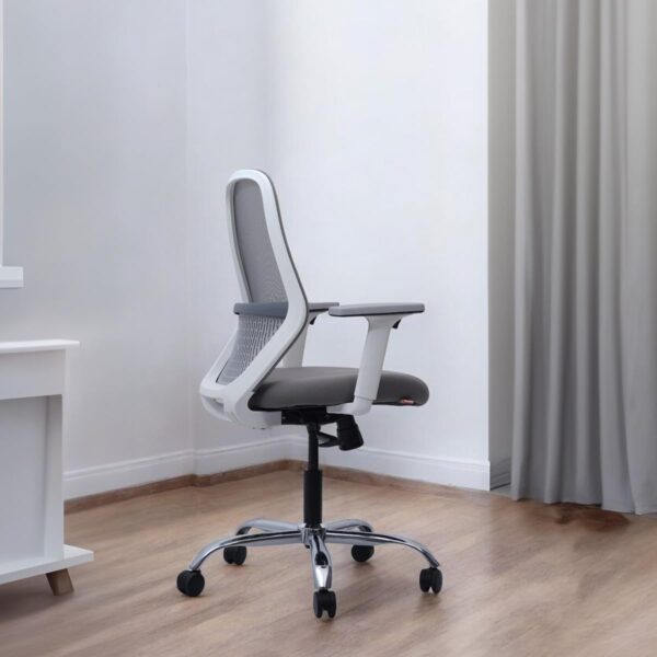 Modi Furniture Savvy Office Chair 3 Years Warranty Smart Synchro Tilt Single Lock Mechanism Ergonomic Chair for Home Office Mesh Fabric Mid Back Grey