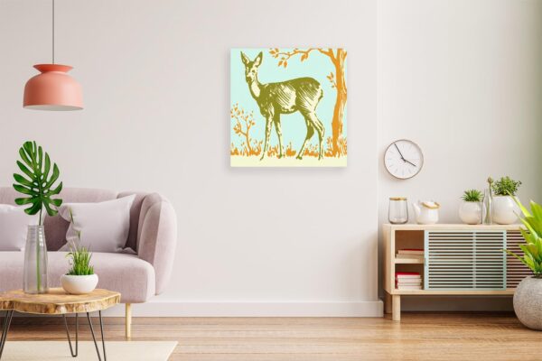 VERRE ART Printed Framed Canvas Painting for Home Decor Office Wall Studio Wall Living Room Decoration 14x14inch Wrapped 6 Deer Csa Images