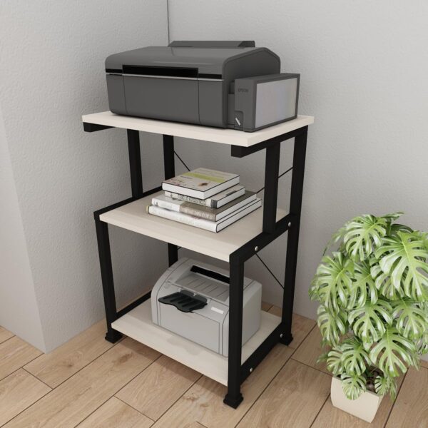 Woodenwave Woodenwawe Multi Purpose Side Table Coffee Table End Table Computer Office With 3 Tier Printer Stand Desk Organizer Shelves Table Top Color White Size 55X35X74CmWw 4P