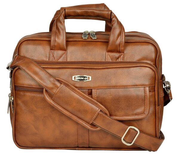 Zipline Office Laptop Vegan Leather Executive Formal 14 Laptop MacBook Briefcase MessengerOfficeTravelBusinessExecutive Bag for Men Women with Multiple compartments