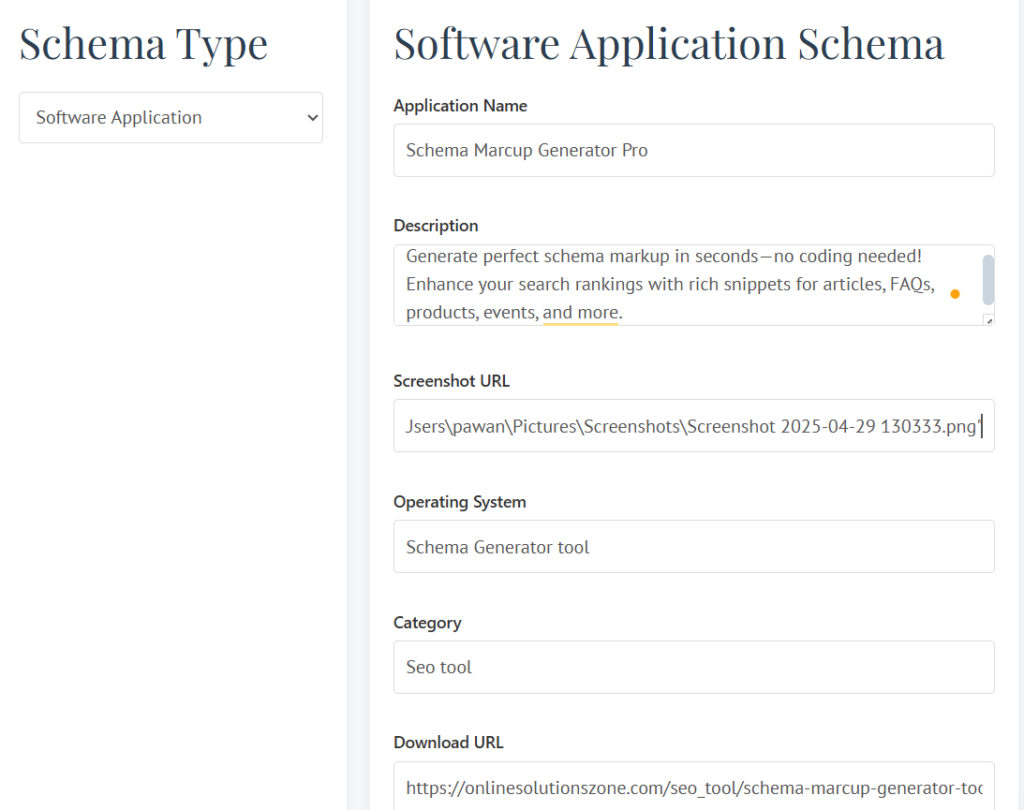Schema Markup Generator tool