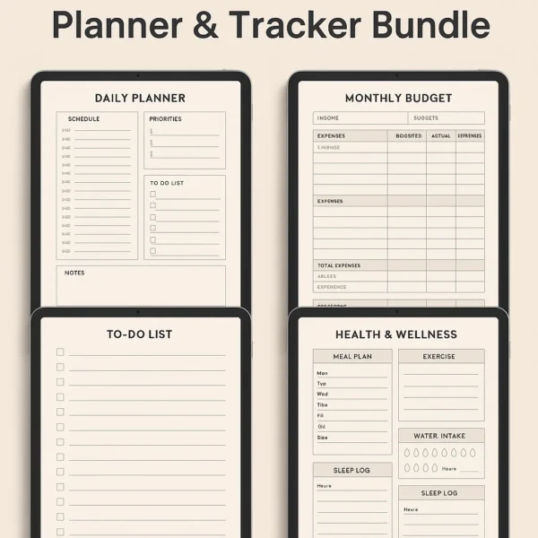 Ultimate Digital Journal, Planner & Tracker Bundle – Budget, Health, To-Do & More